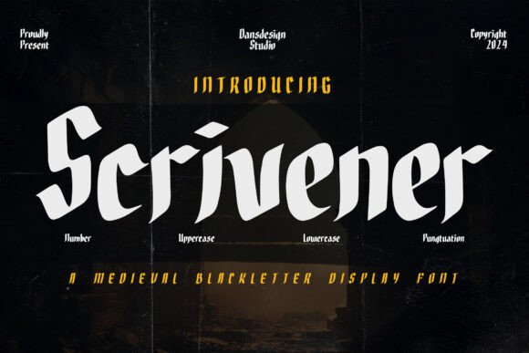Scrivener Font: Unlock Dark, Gothic Typography